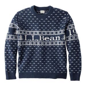 LL Bean Classic Ragg Wool Sweater, Crewneck, Intarsia Mens Sz L Tall